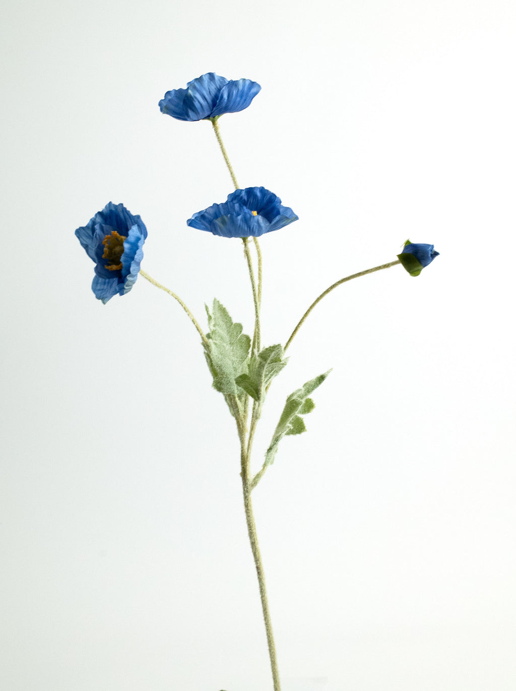 Blue Artificial Poppy Flowers - 24"