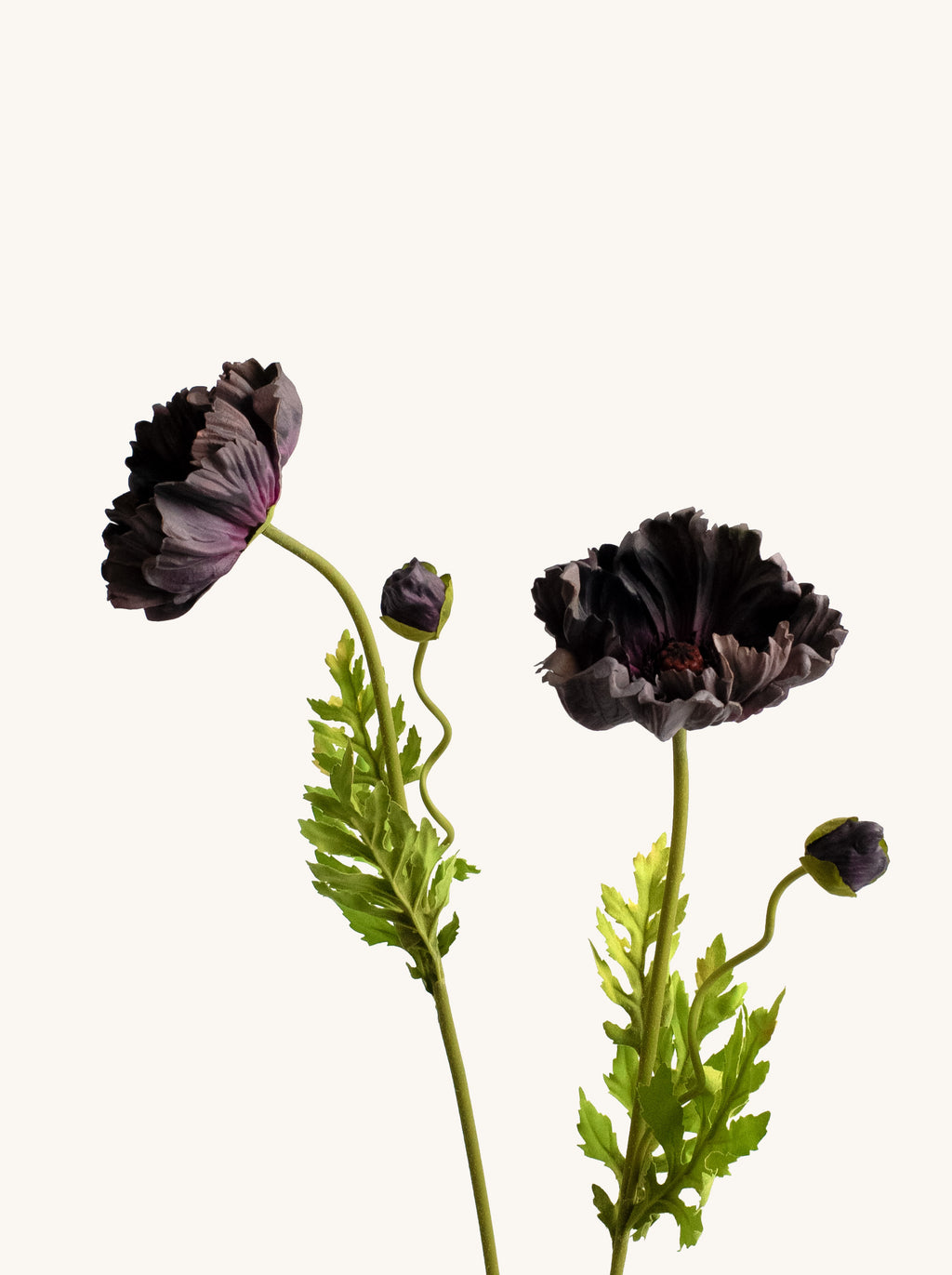 Dark Purple Faux Poppy Flowers- 25"
