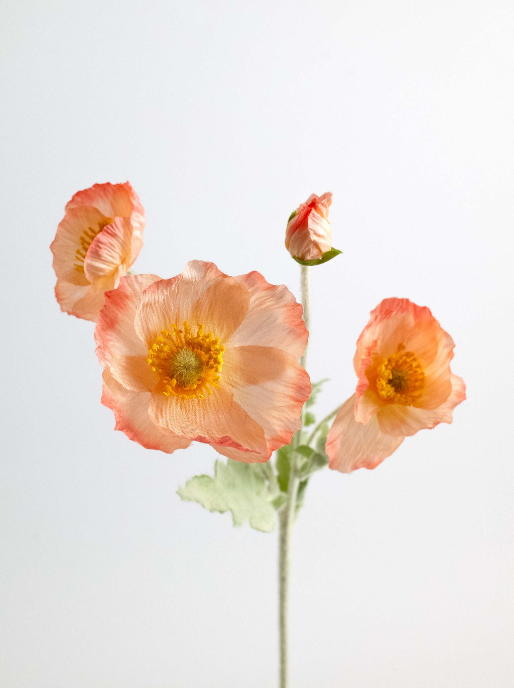 Coral Orange Artificial Poppy Flowers - 24"