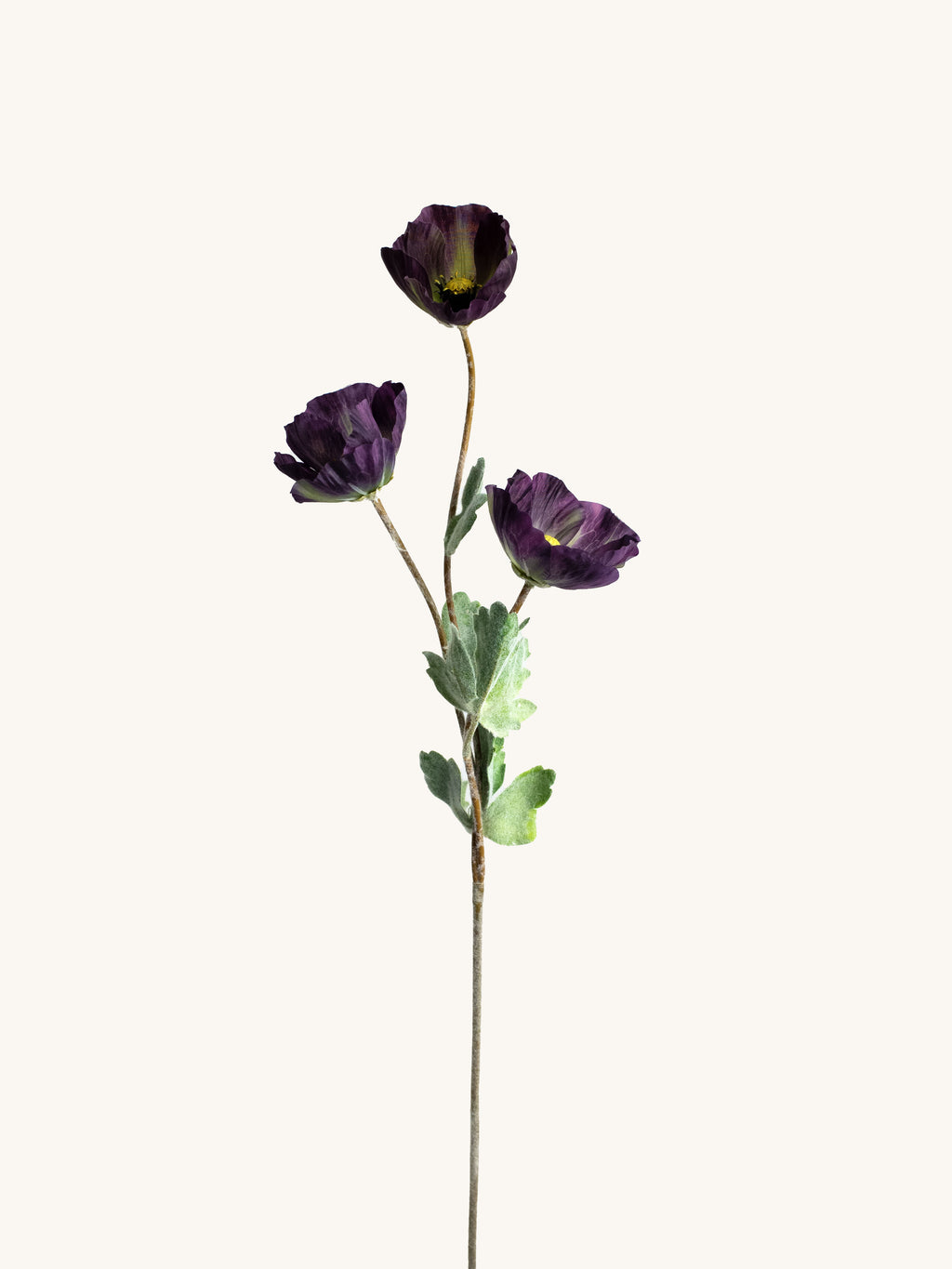 Dark Purple Artificial Poppy Anemone - 28"