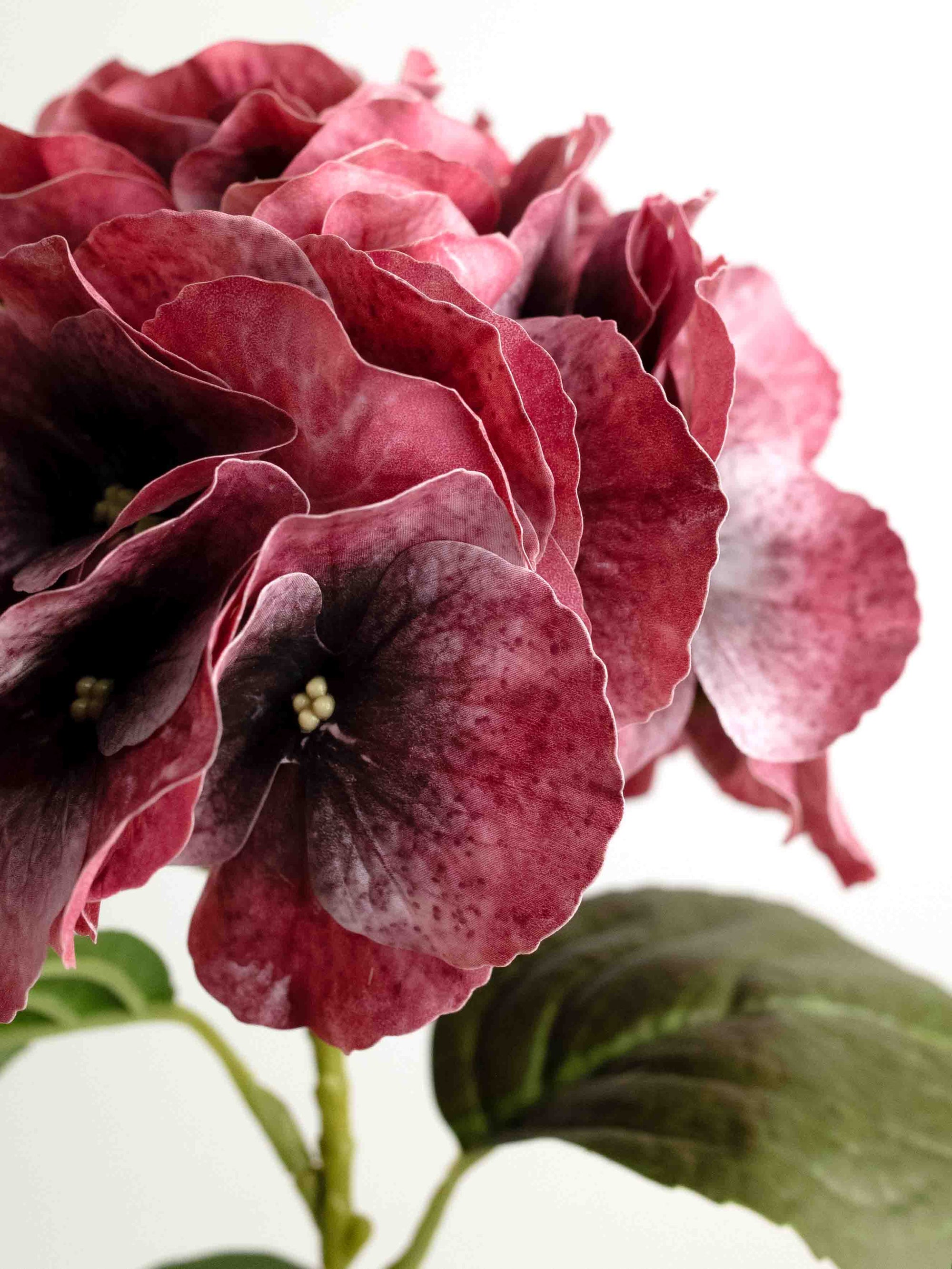 Burgundy Real-Touch Faux Hydrangea Flower - 23.5"
