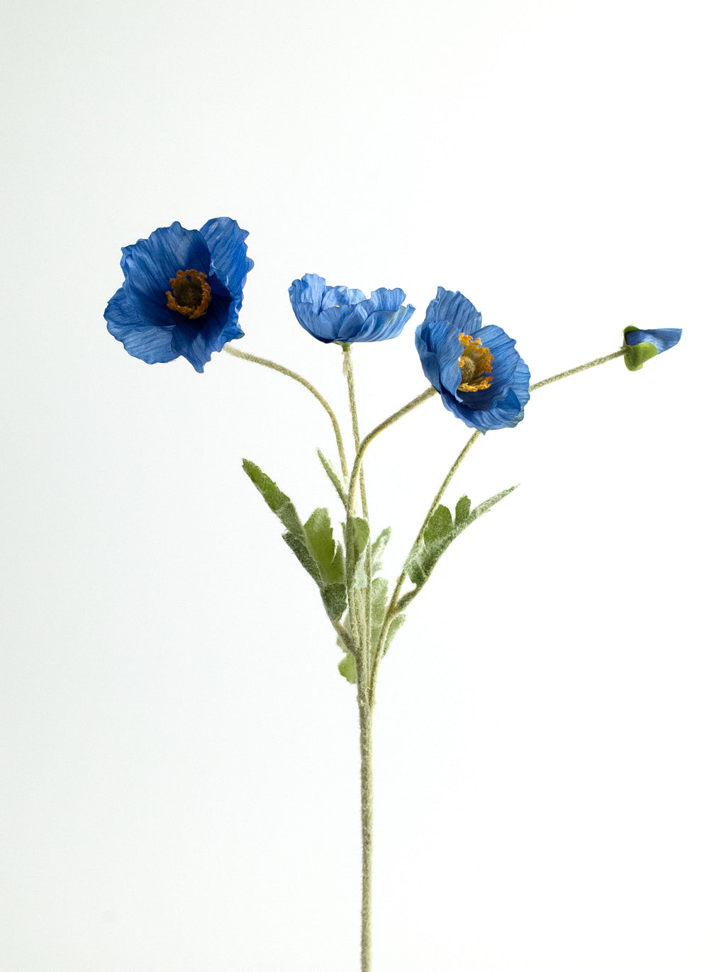 Blue Artificial Poppy Flowers - 24"