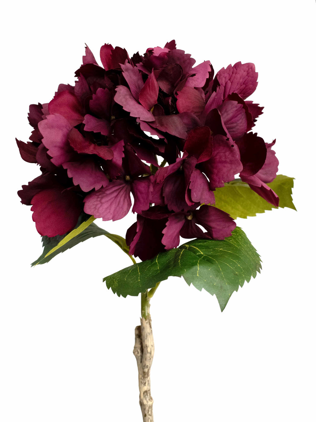 Black Purple Real-Touch Faux Hydrangea with Serrated Petals - 23.5"