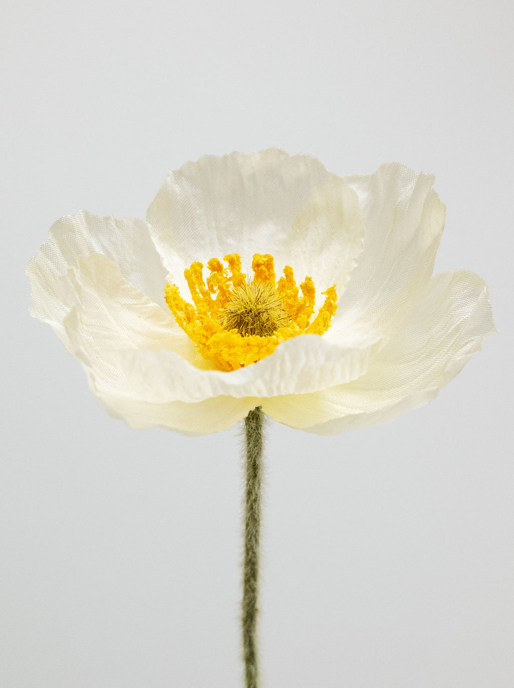 Creamy White Artificial Poppy Flowers - 24"
