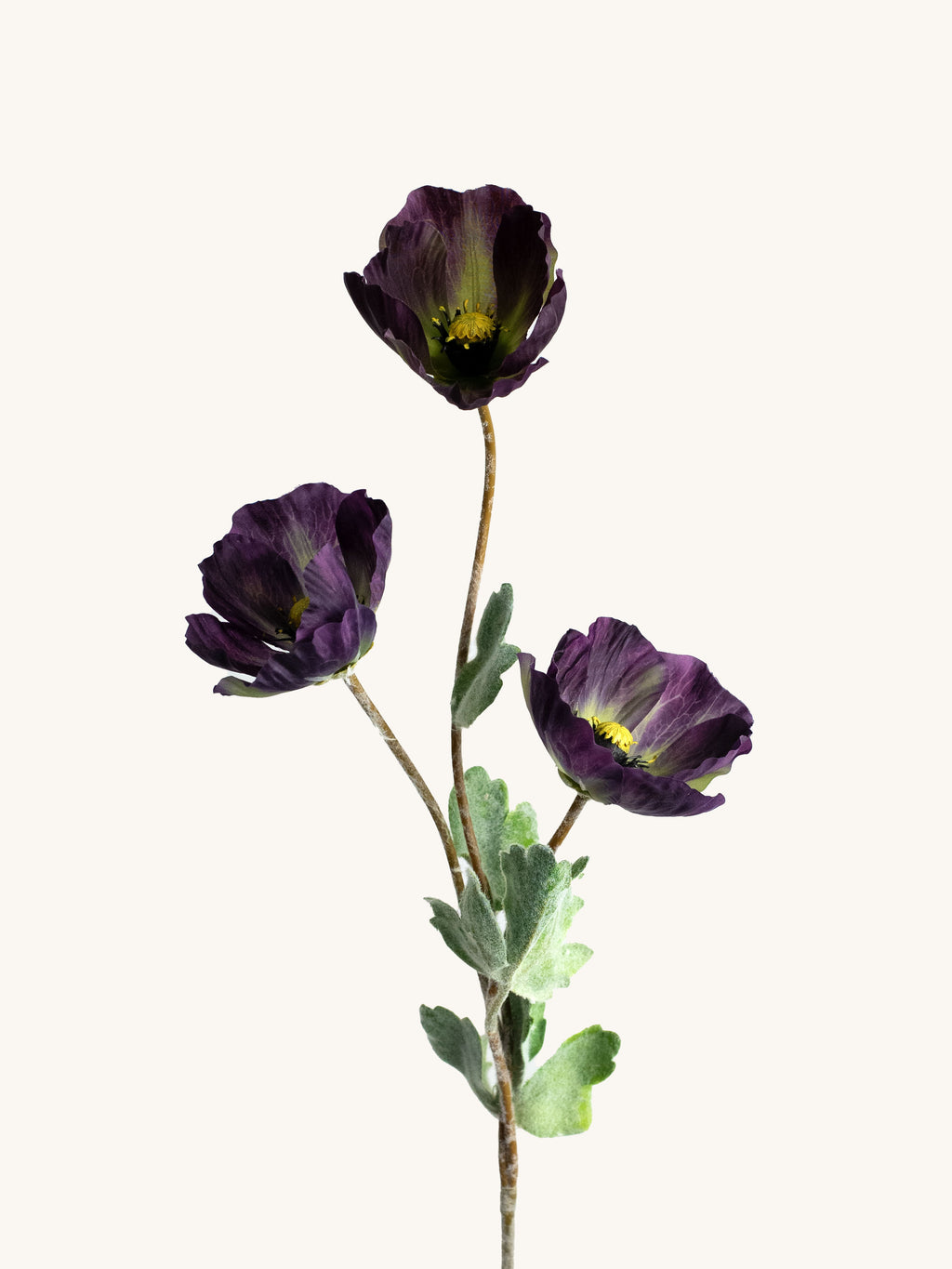 Dark Purple Artificial Poppy Anemone - 28"