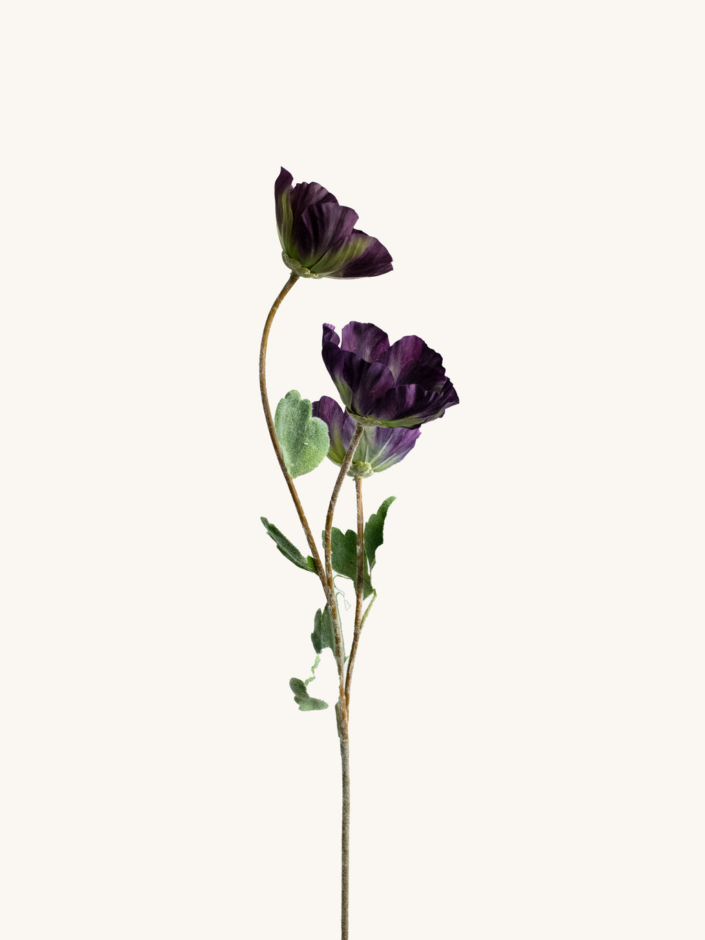 Dark Purple Artificial Poppy Anemone - 28"