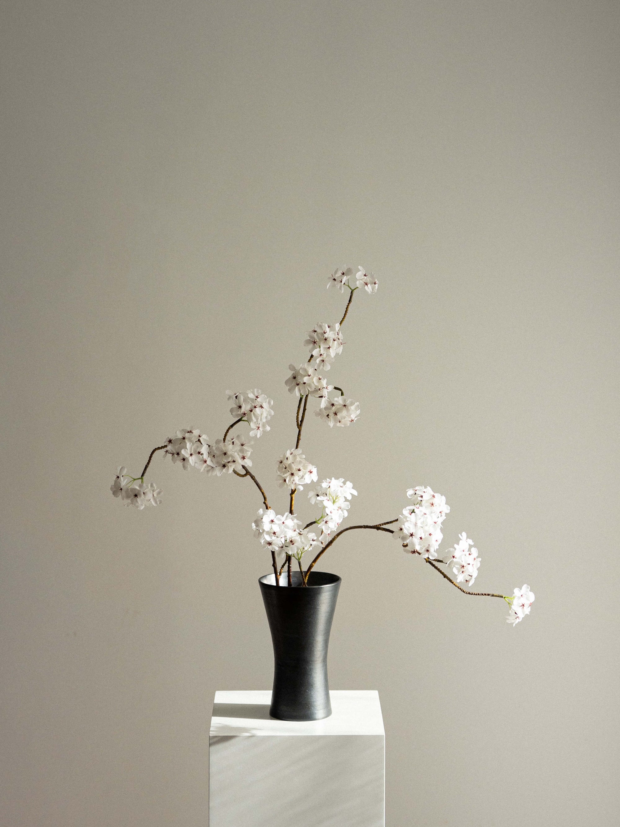 White Faux Pear Blossom Branch - 35“