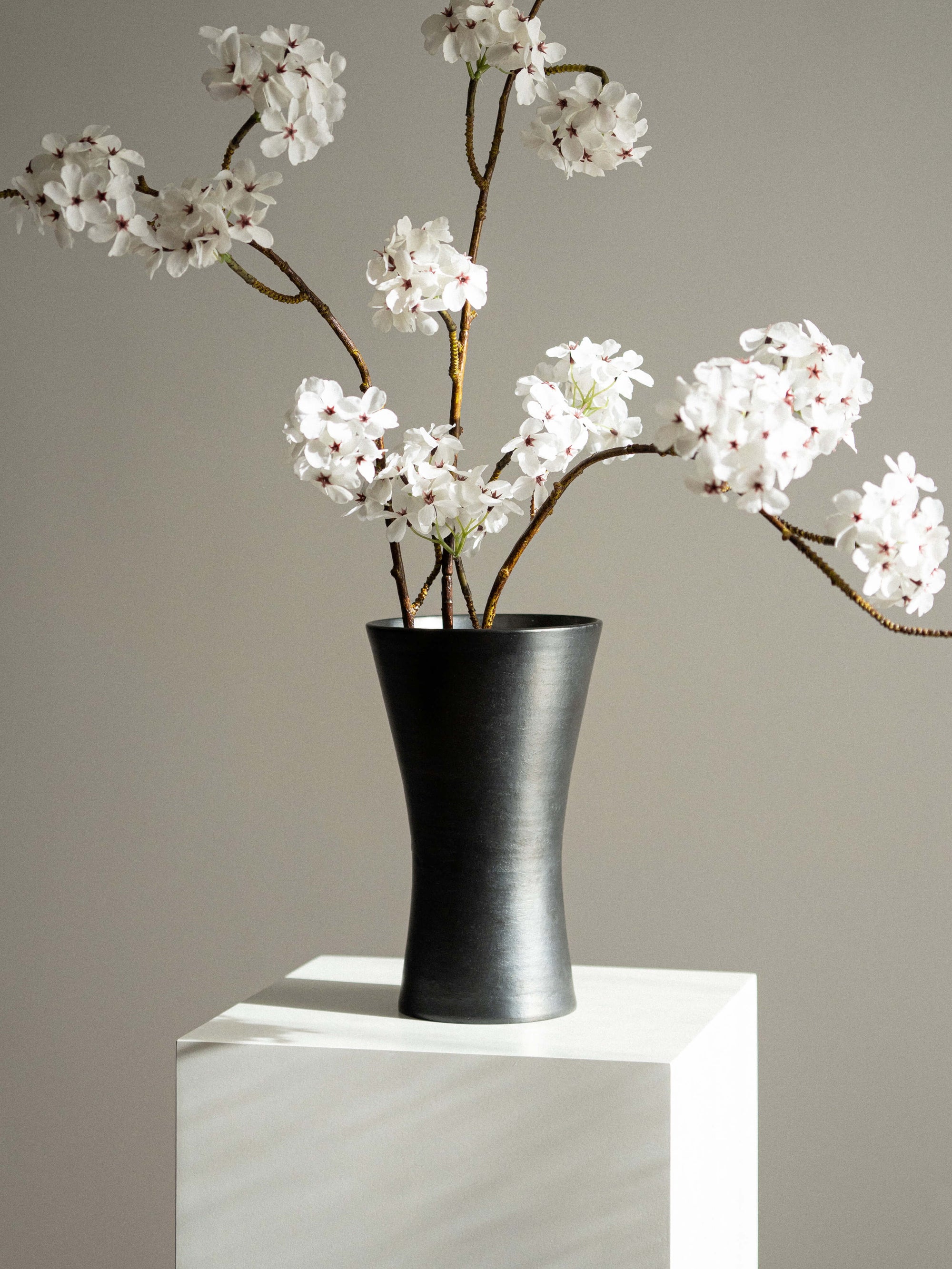 White Faux Pear Blossom Branch - 35“
