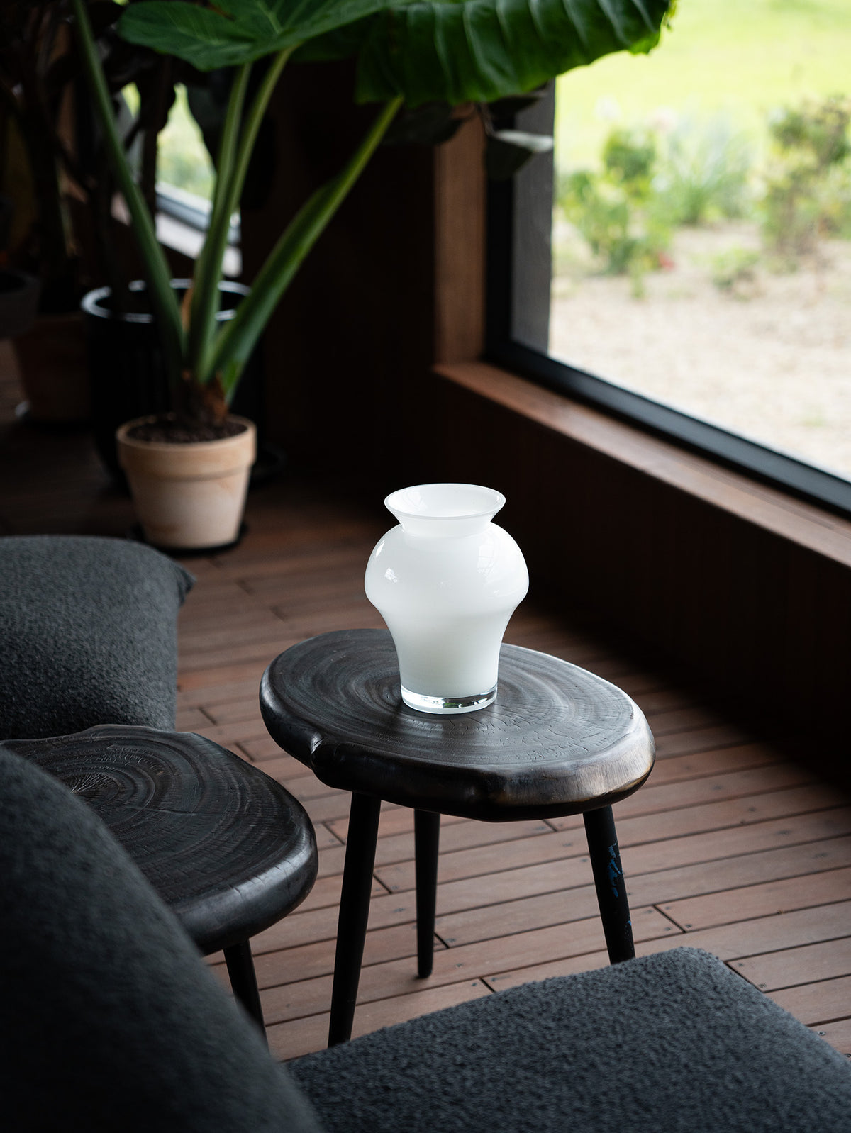White Opaline — Hand Blown Glass Vase