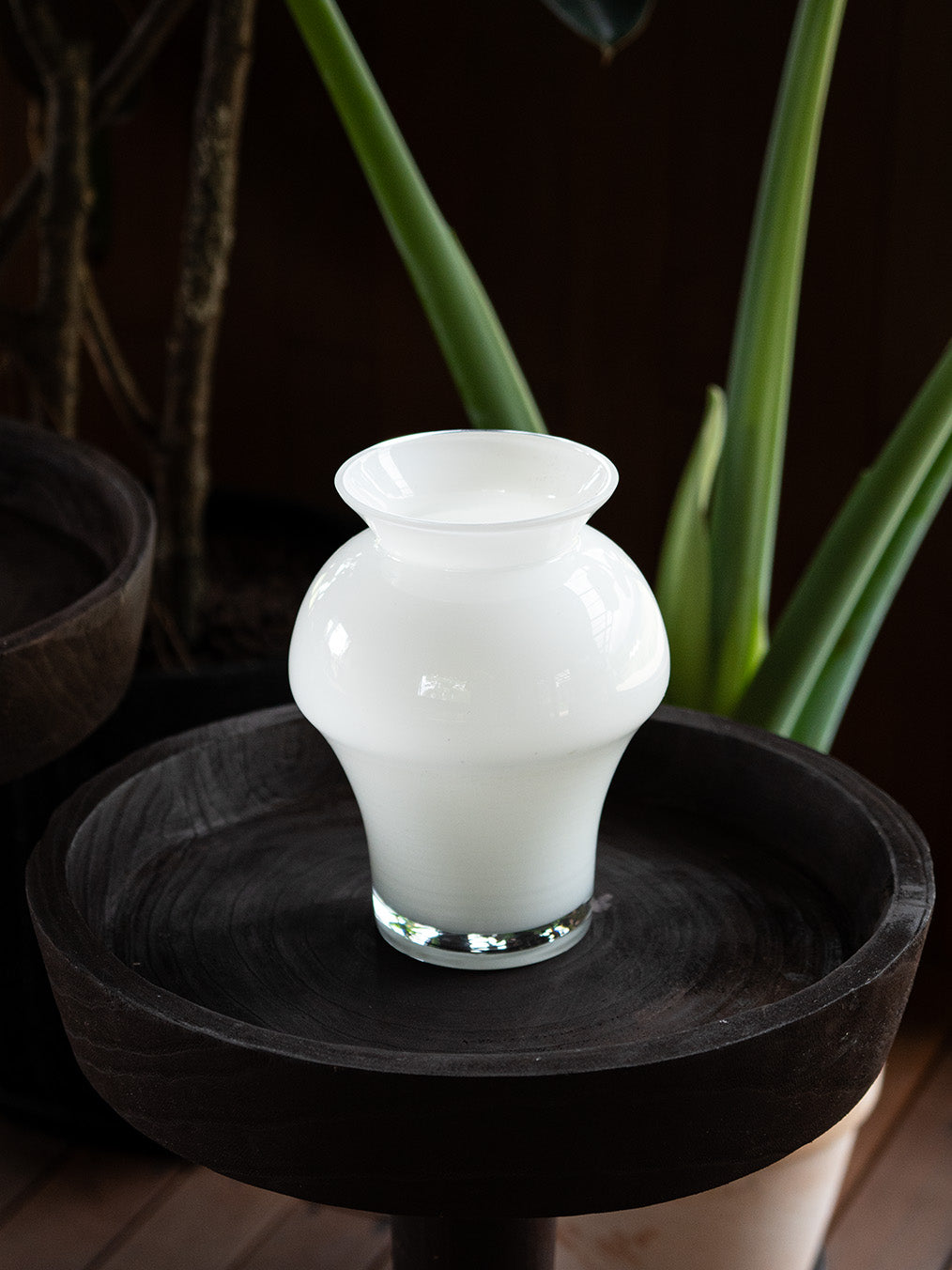 White Opaline — Hand Blown Glass Vase