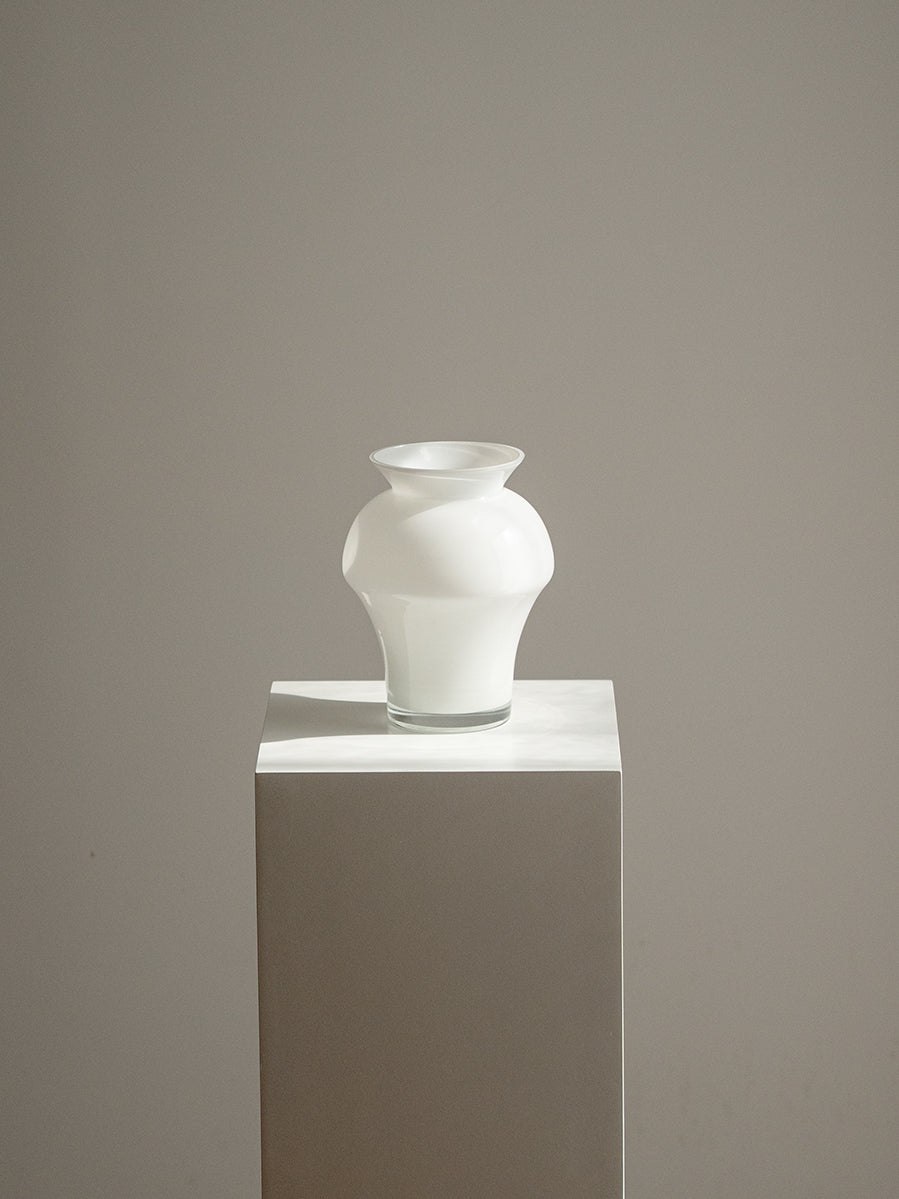White Opaline — Hand Blown Glass Vase